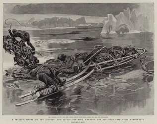 A Serious Mishap on the Journey, the Sledge breaking through the Ice near Cape Cecil Harmsworth