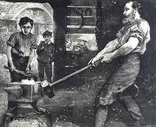 Engraving Depicting the Village Blacksmith