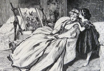 Mother Working on a Piece of Needlepoint