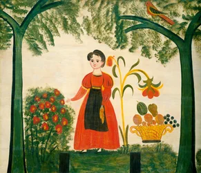 Girl in Red with Flowers and a Distelfink, c.1830