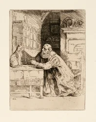 Montaigne and the Cat. Illustration for Izaak Walton and Charles Cotton