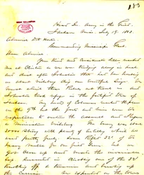 Letter from W. T. Sherman, headquarters, Army in the Field, Jackson, Mississippi, to David D. Porter, July 19, 1863