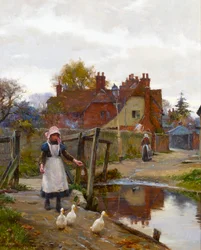 Driving Home the Ducks by the Old Bridge, Abingdon