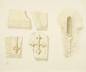 Remains of a Monument discovered in the East Wall, and Piscina in South Aisle, St James