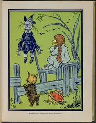"Dorothy Gazes Thoughtfully at the Scarecrow", Illustration from "The Wonderful Wizard of Oz" by Lyman Frank Baum