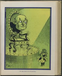 "The Eyes looked at her thoughtfully", illustration from "The Wonderful Wizard of Oz" by Lyman Frank Baum
