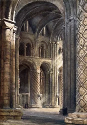 Durham, Interior of Cathedral Looking Across the Nave into South Transept
