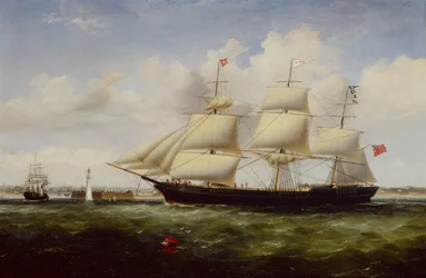 Ship Shepherdess Passing Perch Rock Fort and Lighthouse as She Arrives in the Mersey