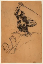 Drawing, Cavalry Soldier with Sword on Horseback, 1863