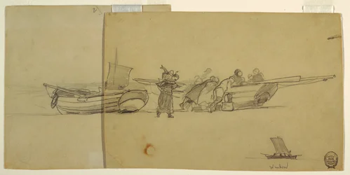 Men and Women Unloading a Fishing Dory, Cullercoats, England, 1881-82