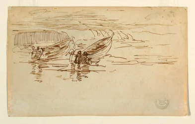 Two Dories Being Launched, England, 1881
