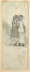 Two Young Girls in a Field, 1879