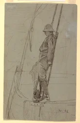 Young Man Leaning Against Sailboat Rigging, probably 1861–62