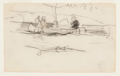 Fisherman and Two Other Men in a Canoe