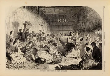 Husking the Corn in New England, from Harper