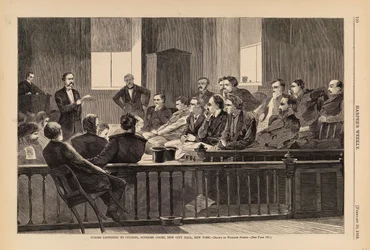 Jurors Listening to Counsel, Supreme Court, New City Hall, New York, from Harper