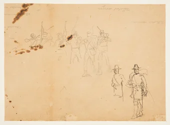 Sketches of Single Infantry Figures and Practice Signatures