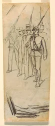 Soldiers Escorting Civilians