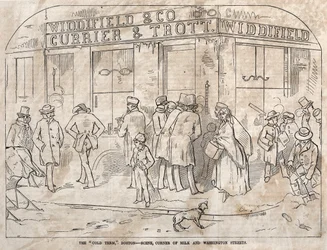 The "Cold Term," Boston - Scene, Corner Milk and Washington Streets