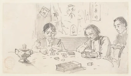 Three Chinese Men Playing Dominoes in a Baxter Street Club-House, New York City