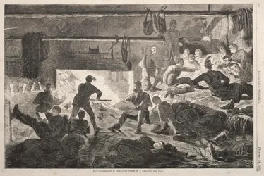 Winter Quarters in Camp - The Inside of a Hut