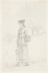 Young Woman Carrying a Basket