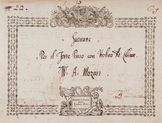 Frontispiece of Sonata for Fortepiano and Violin by Mozart