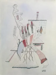 Character Leaning on Two Tables