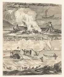 Sketches of a Prau and Two Bamboo Rafts (Travel Sketches Made in India)