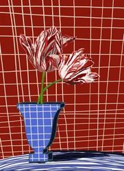Striped Tulips Modern Still Life