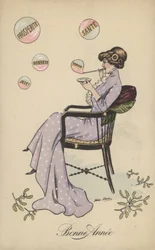Pretty Girl, Blowing Bubbles, Including Prosperity, Health, Happiness, Hope and Joy