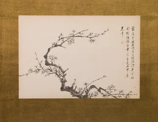 Prunus Blossoms, folding screen, panel 3 of 4, Edo period 1844
