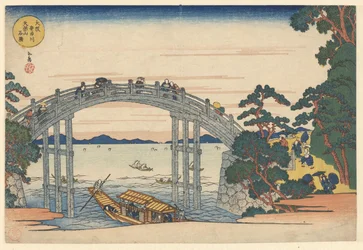 The Stone Bridge at Tenpo Mountain and Aji River in Osaka