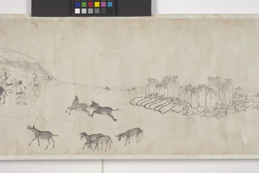 One-Hundred Donkeys Transporting Grain, Handscroll, c.1700