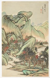 Autumnal Color Among Mount Quan and Mount Hua, from an album of 12 leaves