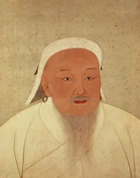 Portrait of Genghis Khan, Mongol Khan, founder of the Imperial Dynasty, the Yuan, making China the centre of the great Mongol Empire (1260-1368)
