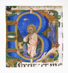 King David in Prayer in an Initial B