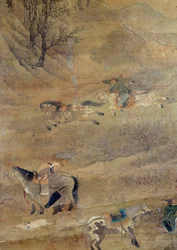 Mongolian rider chasing a horse (Detail)