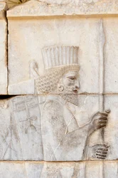 Ancient Relief of Achaemenid; Persian with Lance; Soldier of Immortal Guard on the Apadana Palace; Archaeological Site; Ancient Persian City Persepolis; UNESCO World Heritage Site; Fars Province; Iran; Asia
