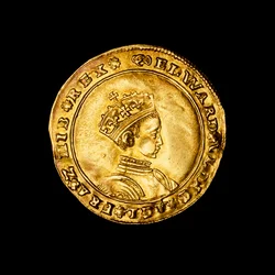 English hammered gold half sovereign coin