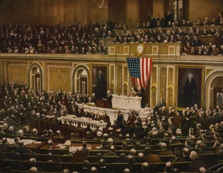 For the Freedom of the World, President Woodrow Wilson Asking Congress to Declare War on Germany, April 2
