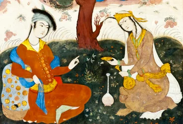 Fresco; Two Lovers; Persian Miniature; Chehel Sotoun; Forty Pillars Palace; Isfahan; Iran; Asia