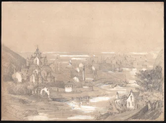 Panorama of the city of Fecamp, Normandy. 1841