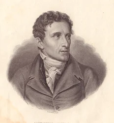 Portrait of Italian sculptor Antonio Canova, copper engraving by A Locatelli from painting by Giuseppe Bossi