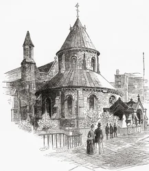 The Temple Church, London, England, seen here in the 19th century.