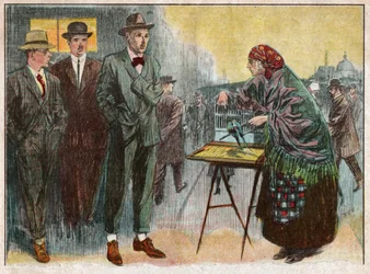 Woman practicing divination by means of birds. 1926 (Illustration)