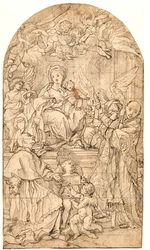 The Madonna and Child Enthroned, Flanked by Angels and Sts Charles Borromeo and Ignatius of Loyola