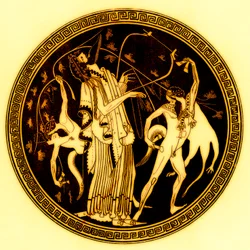 Dionysos and Satyrs, illustration from Greek Vase Paintings by J. E. Harrison and D. S. MacColl, published 1894