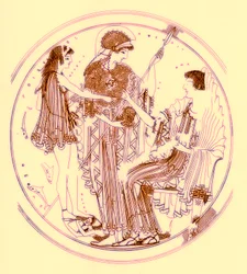 Theseus and Amphitrite, illustration from Greek Vase Paintings by J. E. Harrison and D. S. MacColl, published 1894