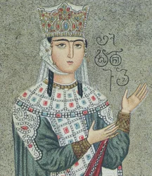 (Detail) of a Fresco Depicting Queen Thamar (1184-1213) and Her Father King Grigori III (1156-1184)